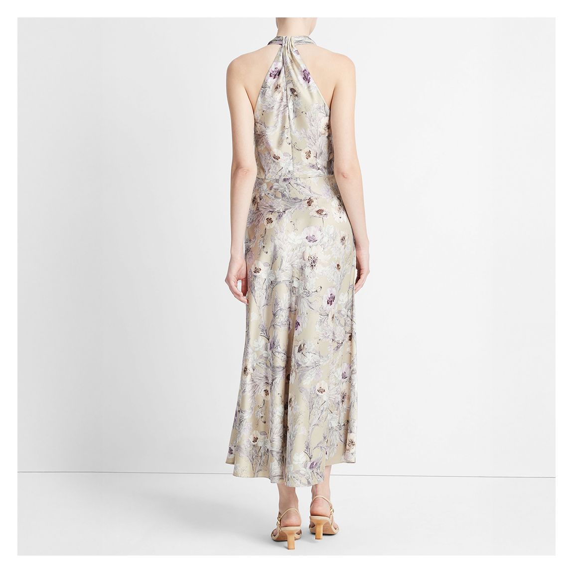 Multi Wild Flower Cowl Halter Dress