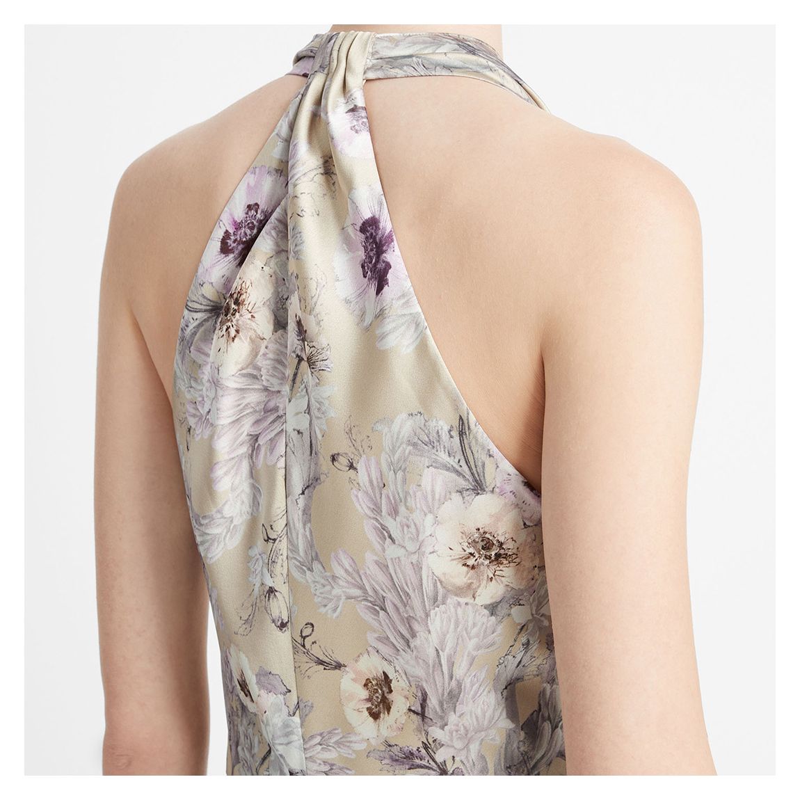 Multi Wild Flower Cowl Halter Dress