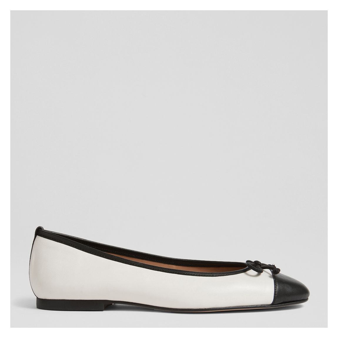 White/Black Kara Leather Ballet Flats