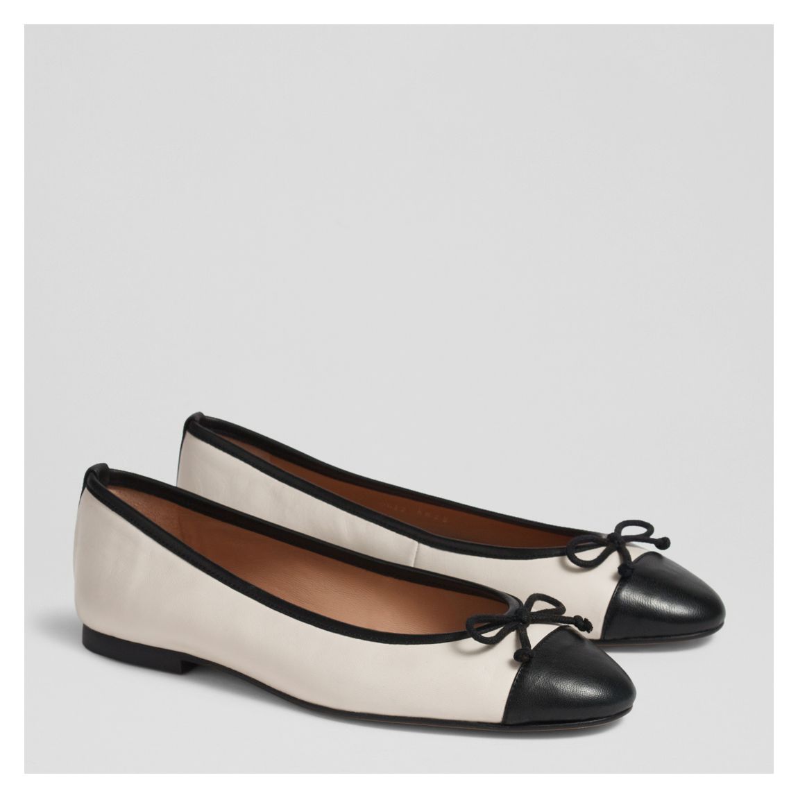 White/Black Kara Leather Ballet Flats