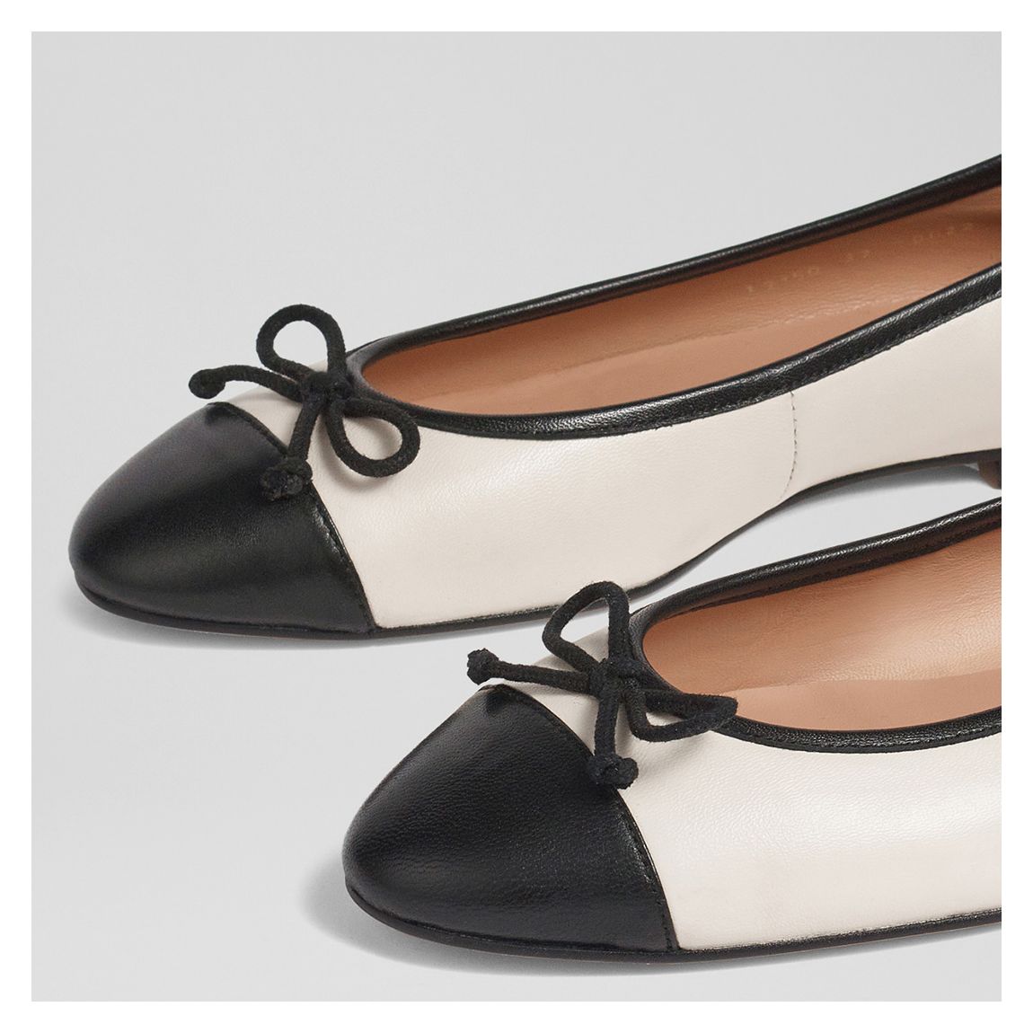 White/Black Kara Leather Ballet Flats
