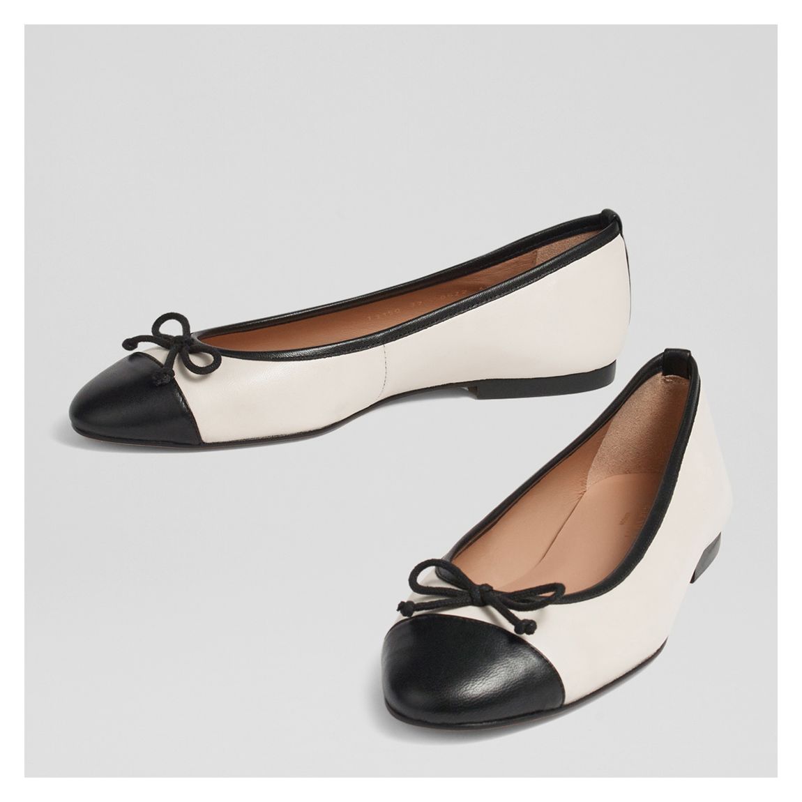 White/Black Kara Leather Ballet Flats