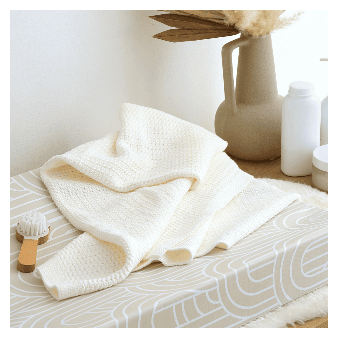 Luxury Organic Cotton Knit Baby Blanket – Oat Milk