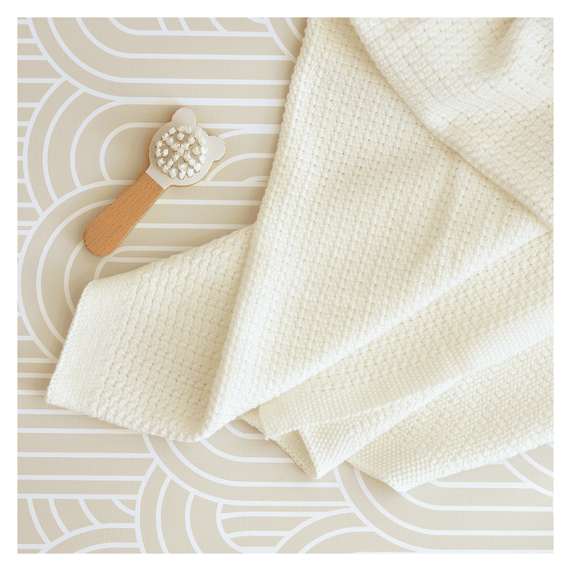 Luxury Organic Cotton Knit Baby Blanket – Oat Milk