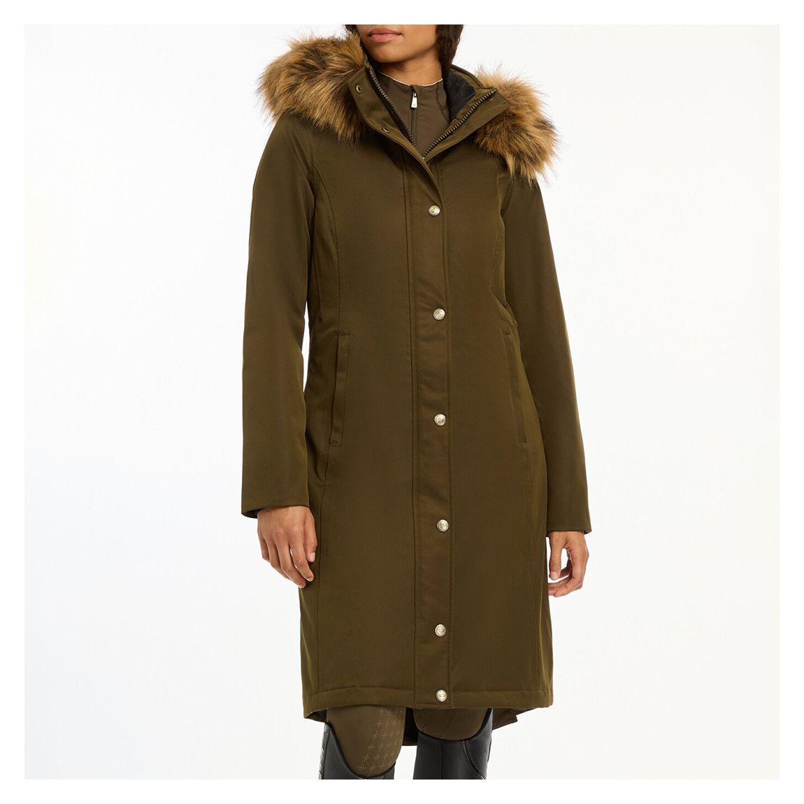 Dark Khaki Anya Waterproof Riding Coat  