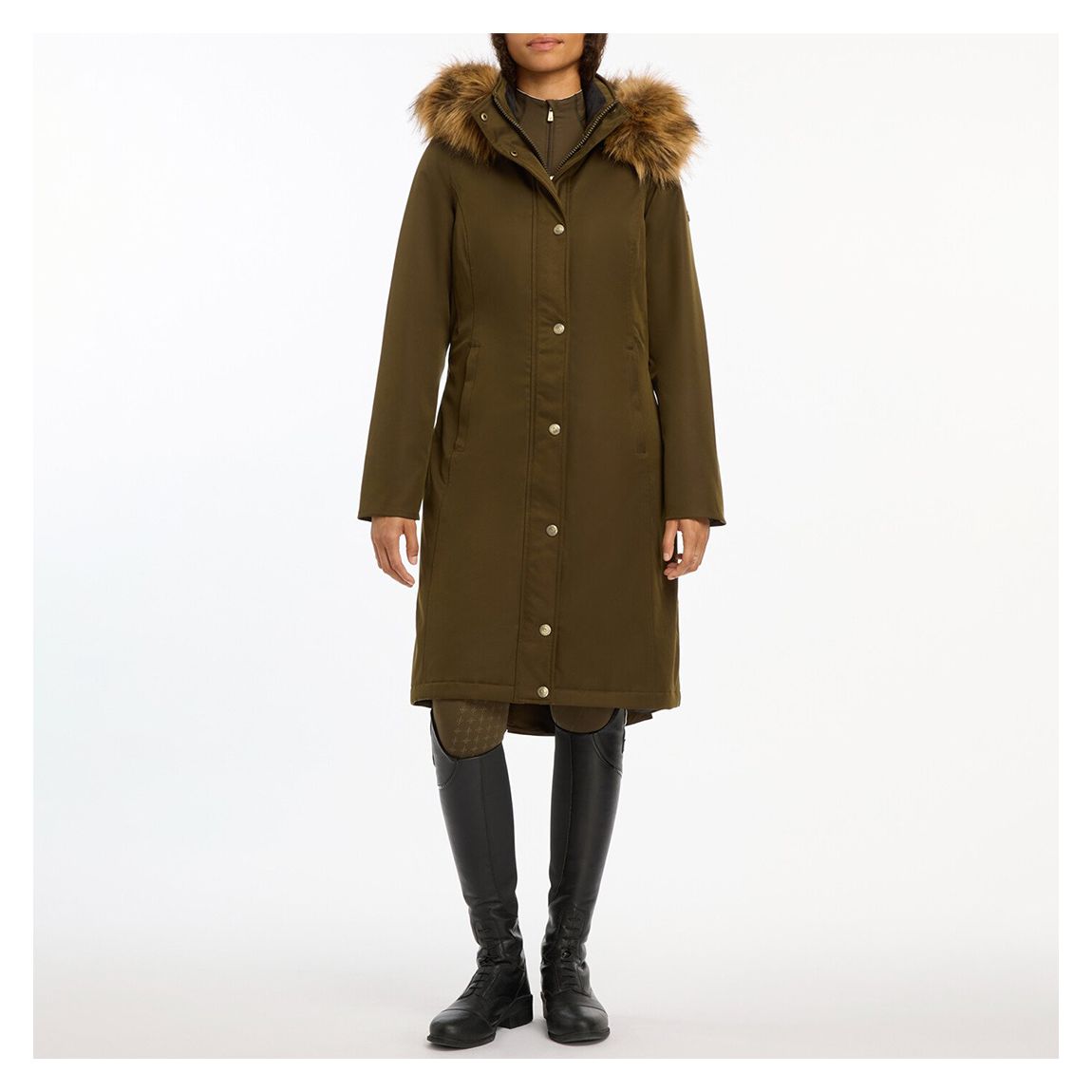 Dark Khaki Anya Waterproof Riding Coat  