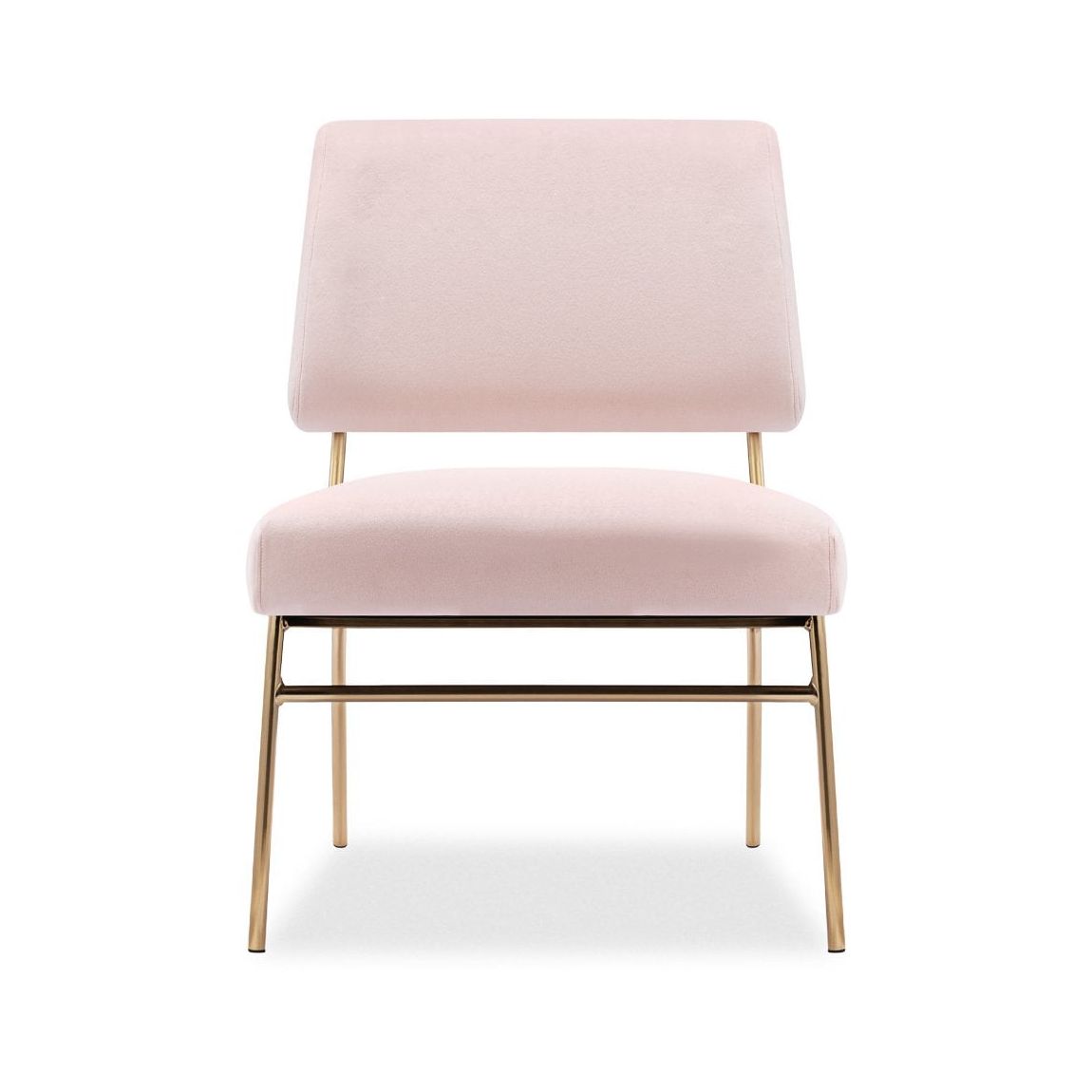 Holly Accent Chair, Light Pink Velvet & Brass