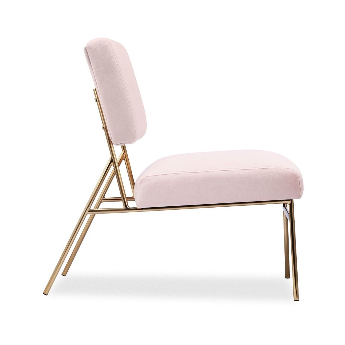 Holly Accent Chair, Light Pink Velvet & Brass