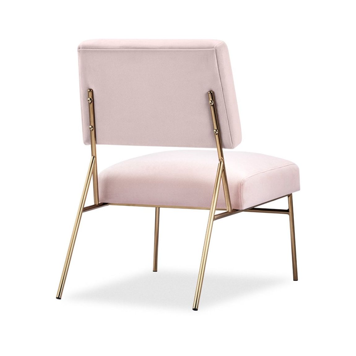 Holly Accent Chair, Light Pink Velvet & Brass