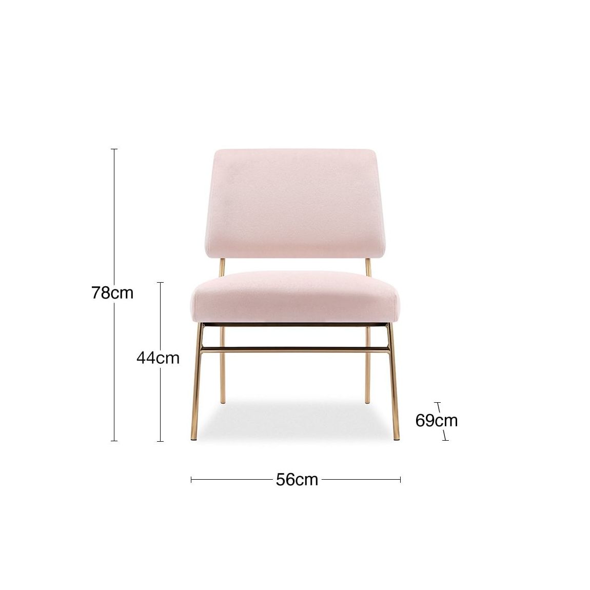 Holly Accent Chair, Light Pink Velvet & Brass