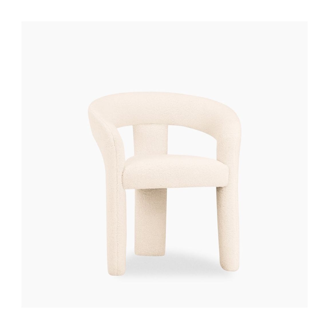 Bellamy Carver Dining Chair, Ivory White Teddy Boucle