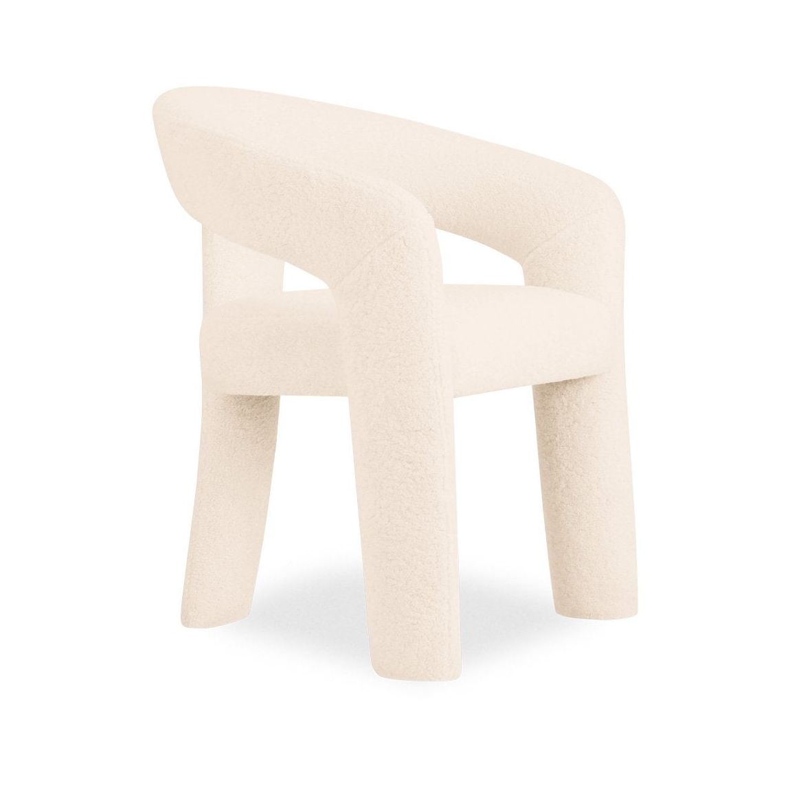 Bellamy Carver Dining Chair, Ivory White Teddy Boucle