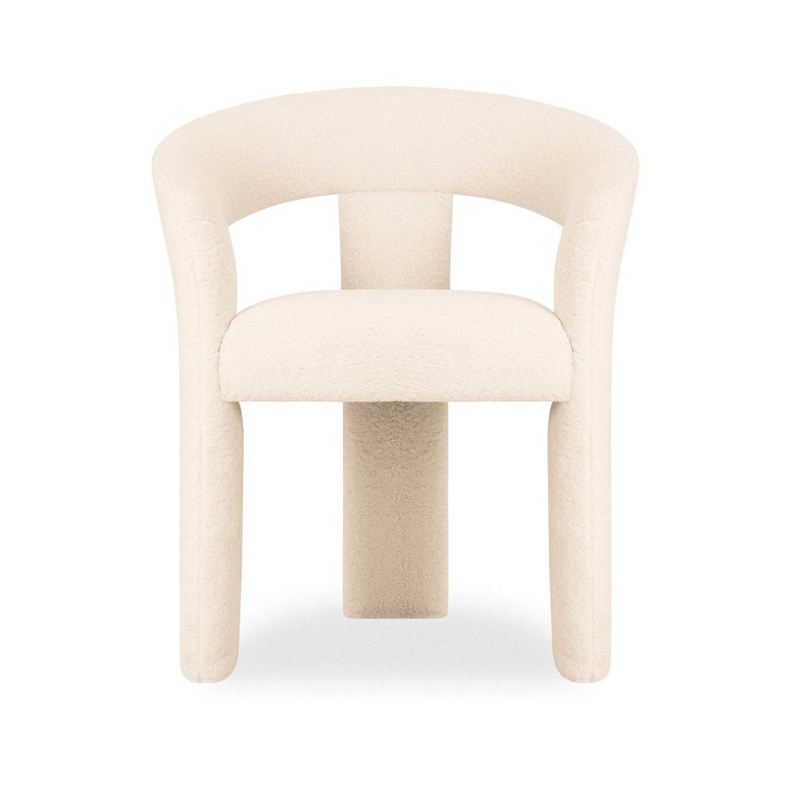 Bellamy Carver Dining Chair, Ivory White Teddy Boucle