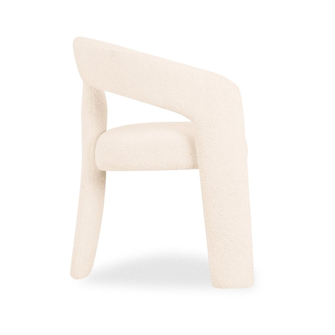 Bellamy Carver Dining Chair, Ivory White Teddy Boucle