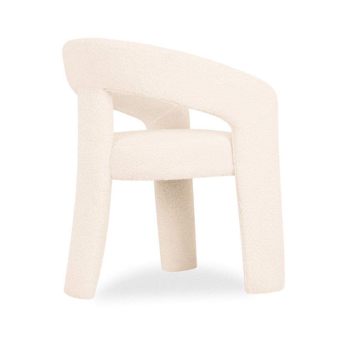 Bellamy Carver Dining Chair, Ivory White Teddy Boucle