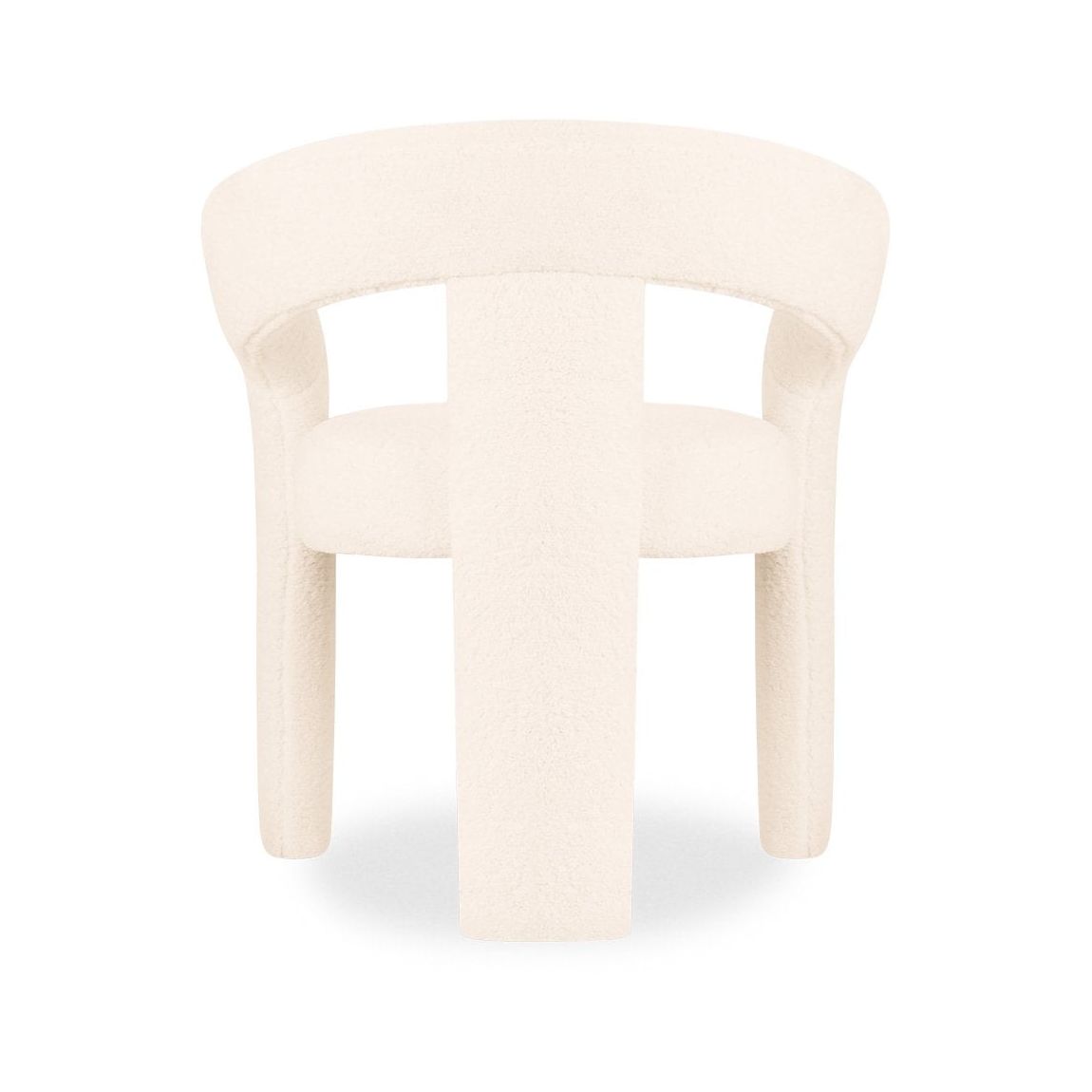 Bellamy Carver Dining Chair, Ivory White Teddy Boucle