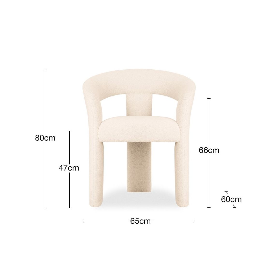 Bellamy Carver Dining Chair, Ivory White Teddy Boucle