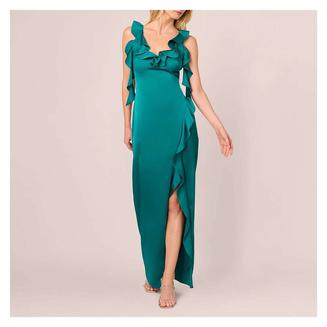 Deep Emerald Ruffle Maxi Dress