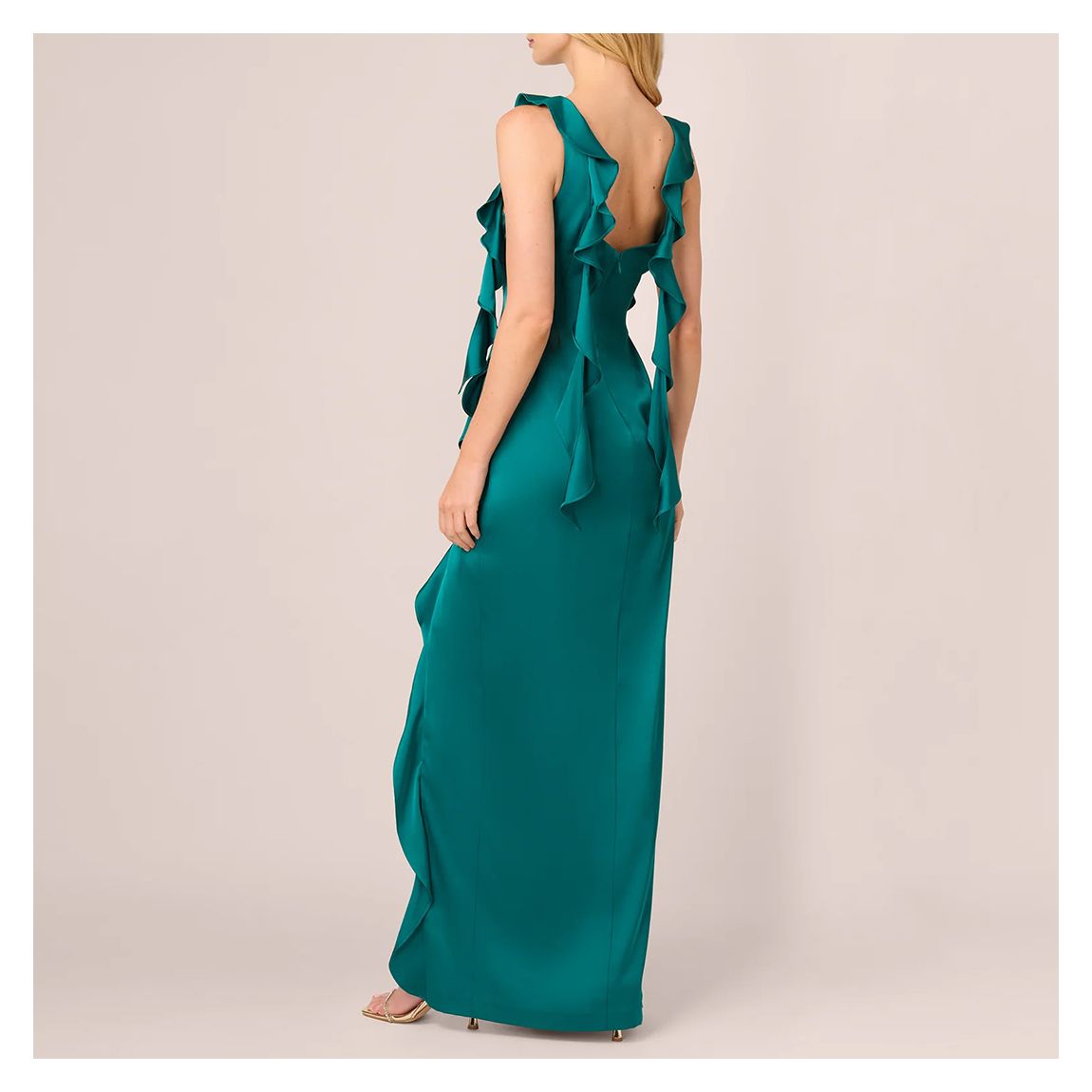 Deep Emerald Ruffle Maxi Dress