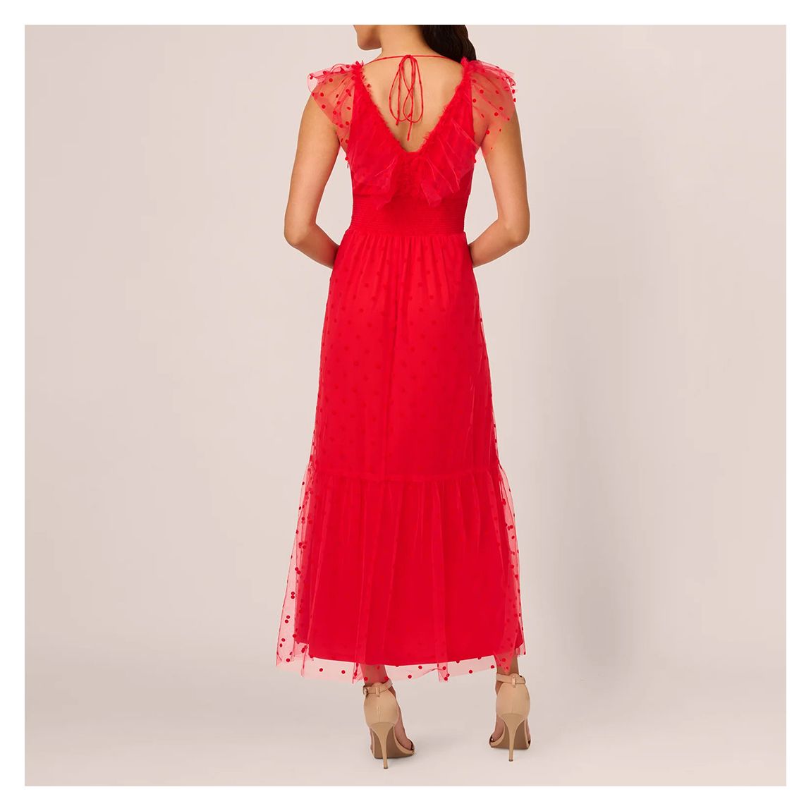 Scarlet Polka Dot Midaxi Dress