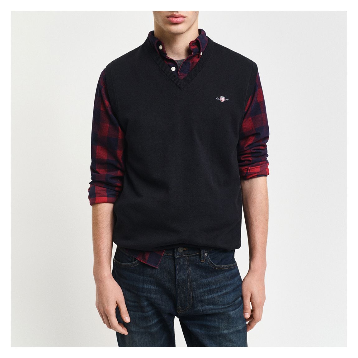 Black Classic Cotton Sweater Slipover Vest