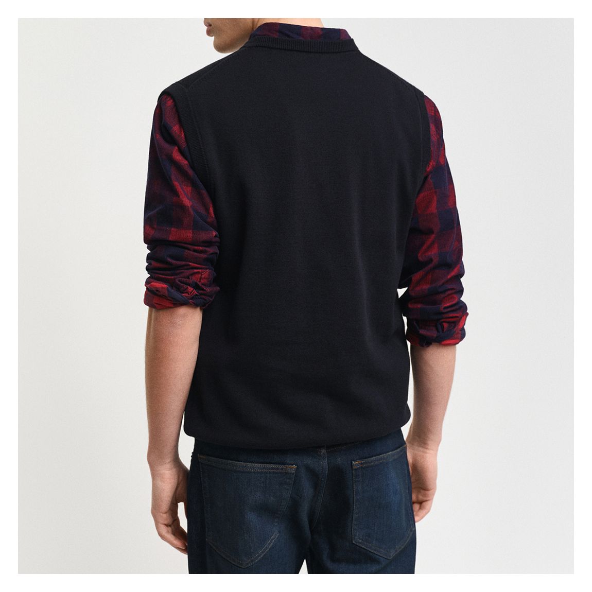 Black Classic Cotton Sweater Slipover Vest