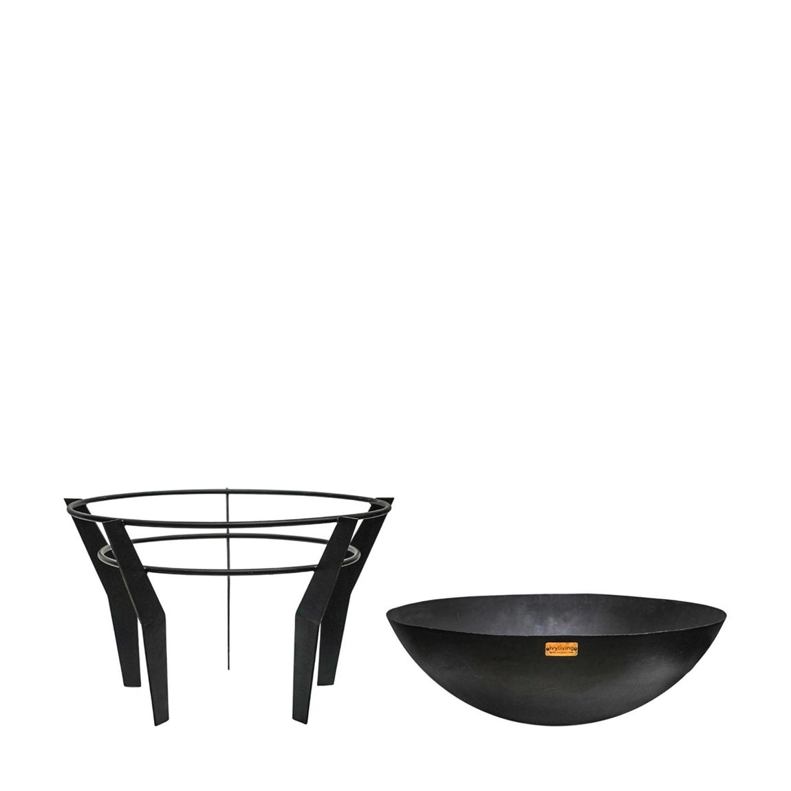 Metal Kendal Fire Pit on Stand in Black, H44.5Cm W77Cm