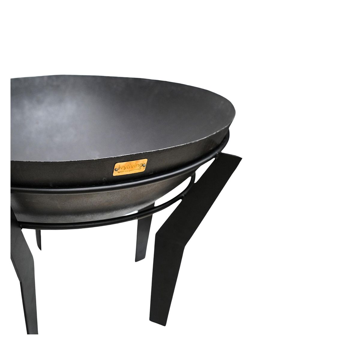 Metal Kendal Fire Pit on Stand in Black, H44.5Cm W77Cm