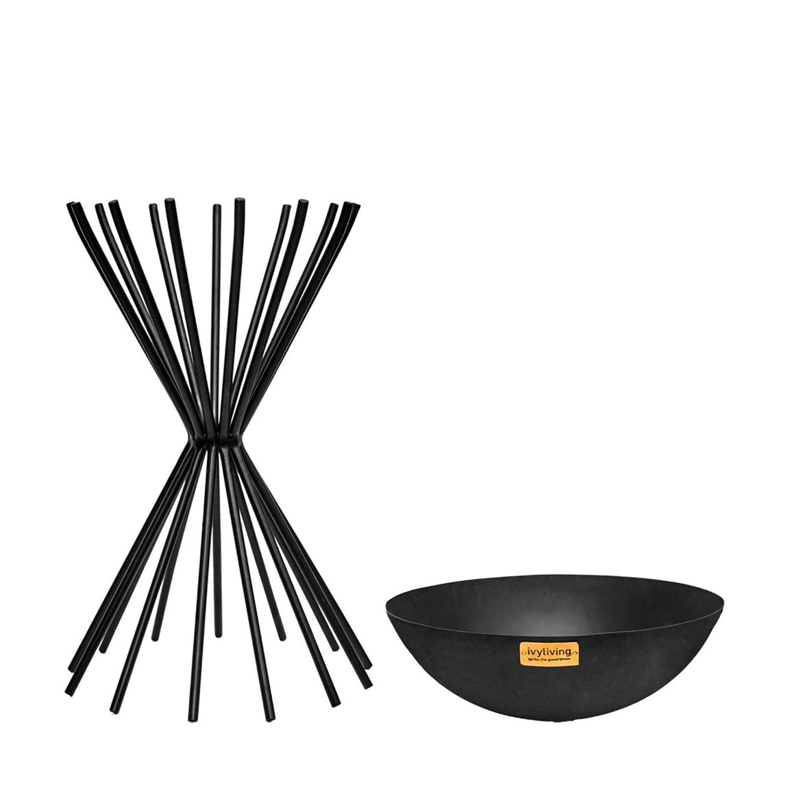 Tall Metal Dakota Fire Pit in Black, H65Cm W38Cm