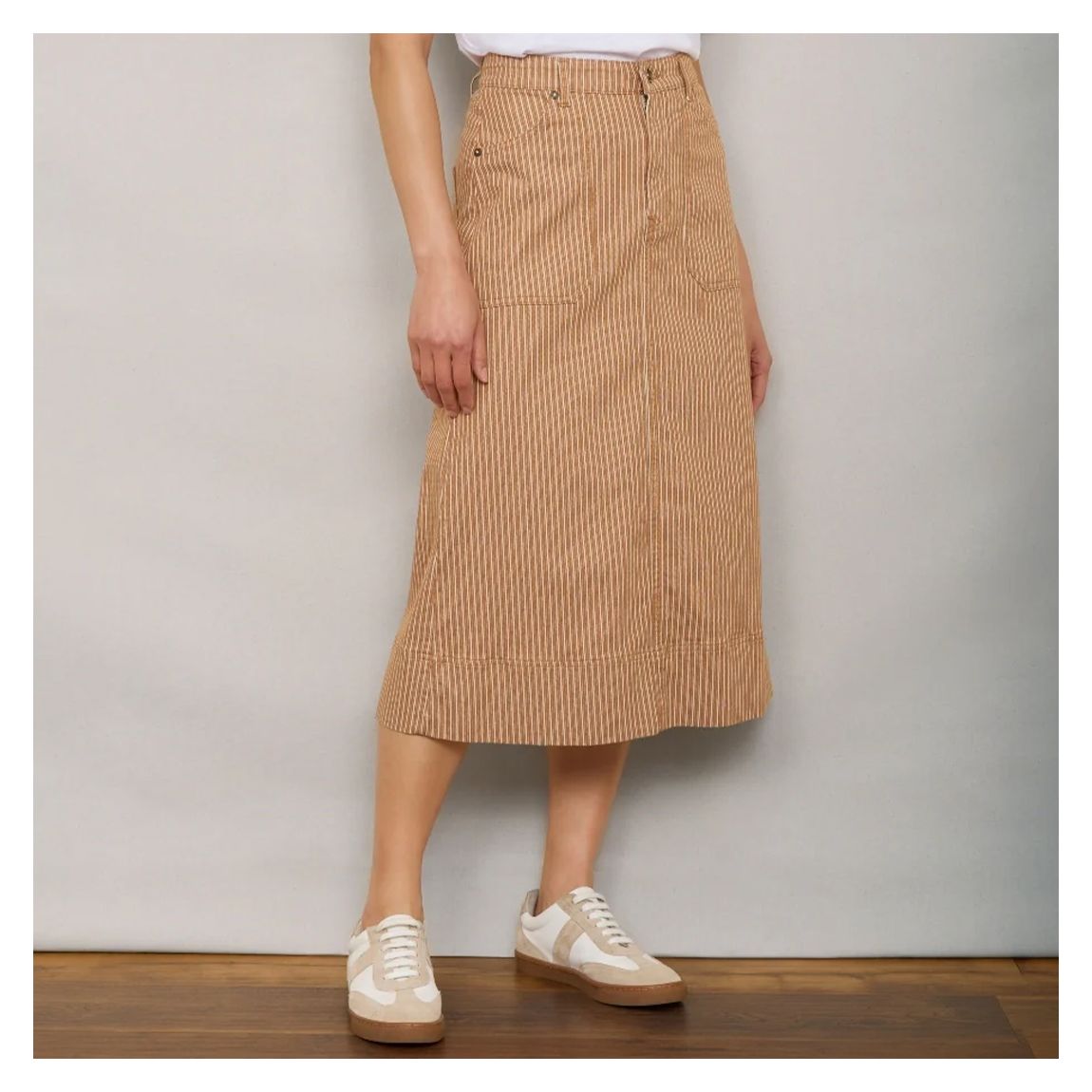 Tan Stripe Print Rosalie Skirt
