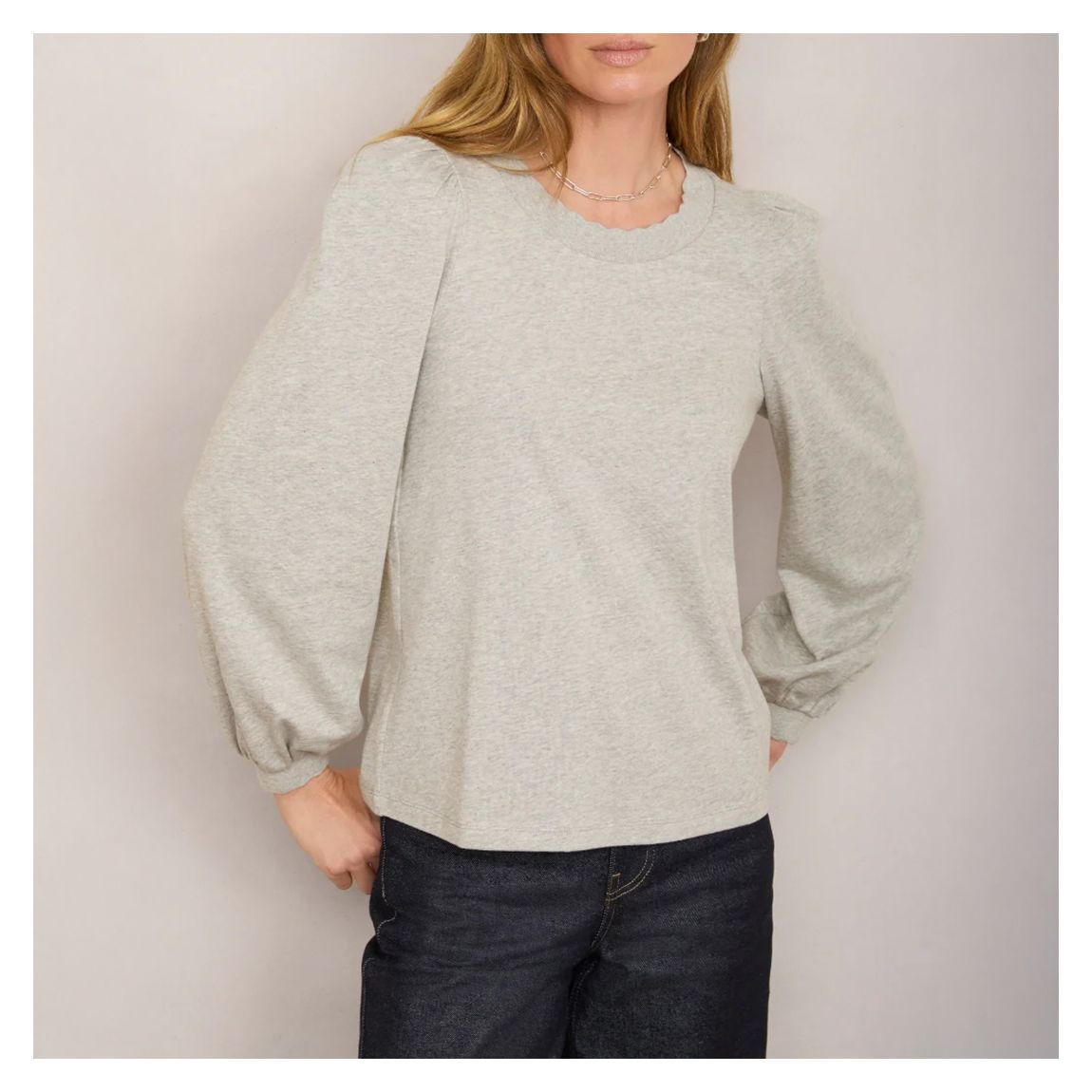 Grey Marl Stephanie Crew Top
