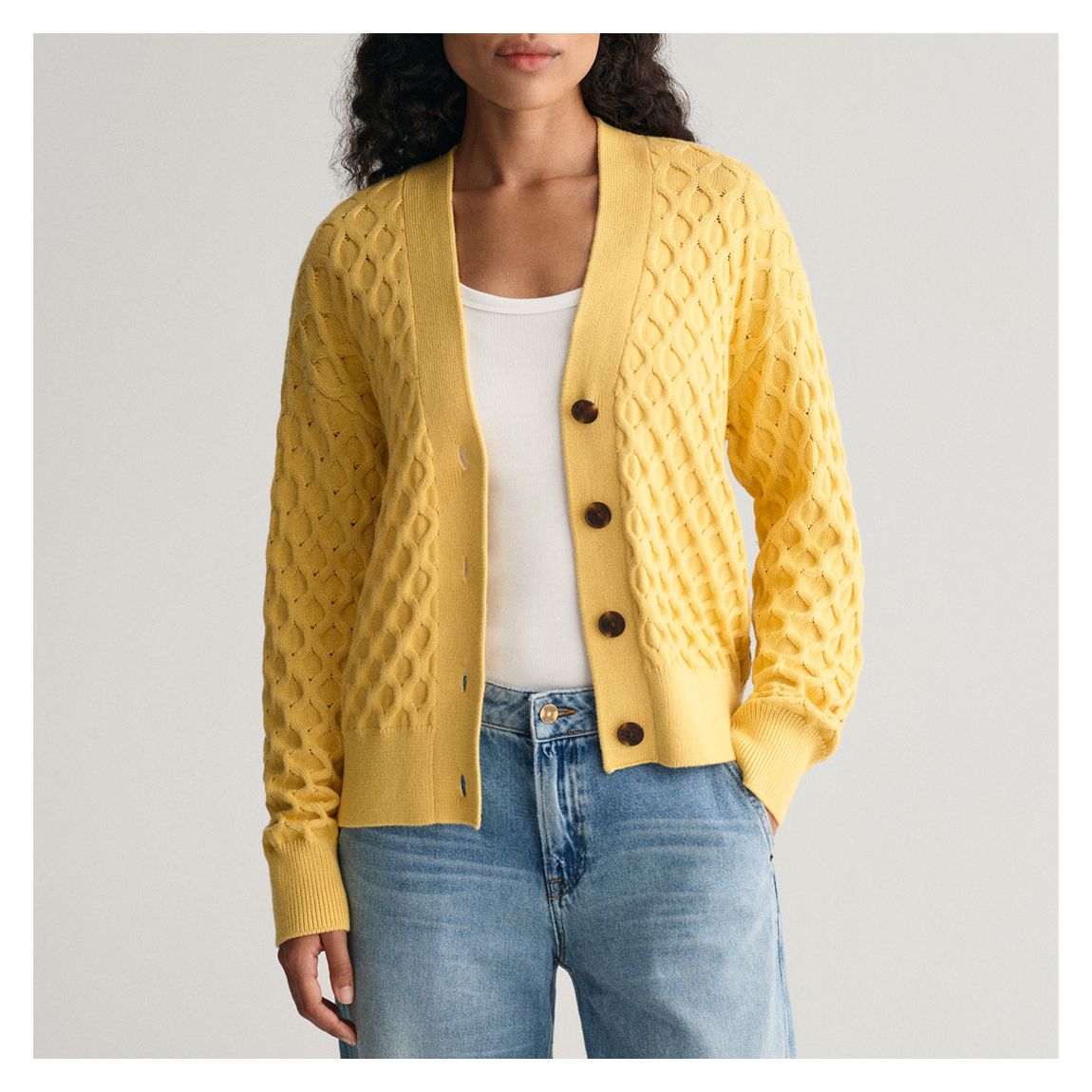 Sunflower Yellow Textured Knit Cardigan