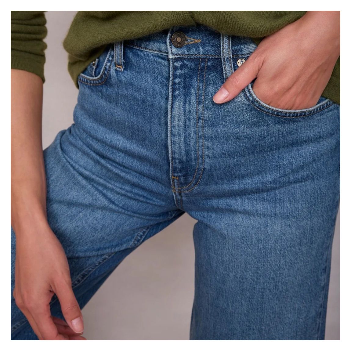 Mid Blue Grace Wide Leg Jean
