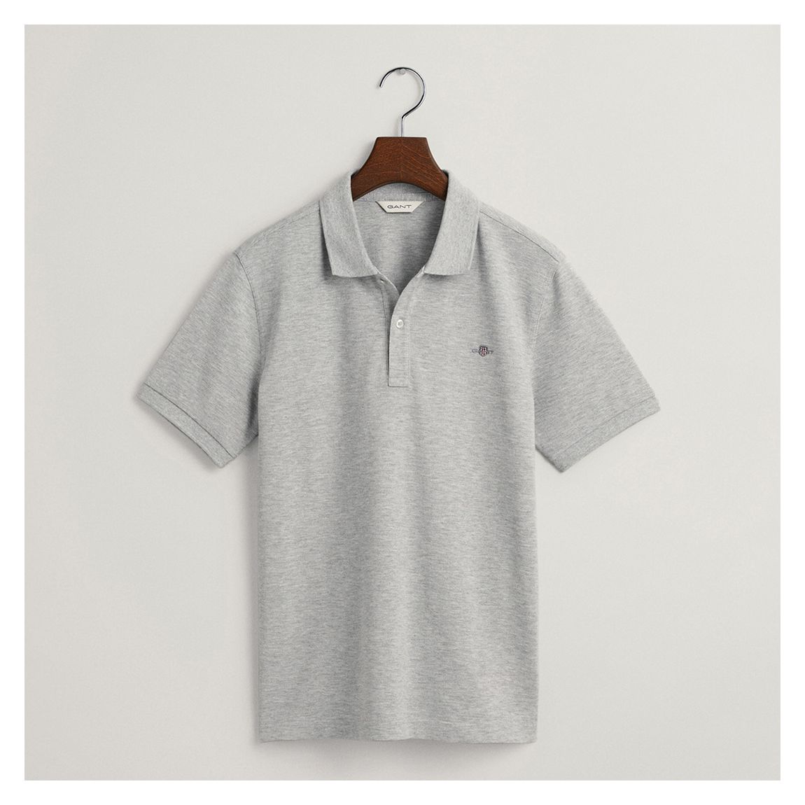 Light Grey Marl Shield Short Sleeve Pique Polo