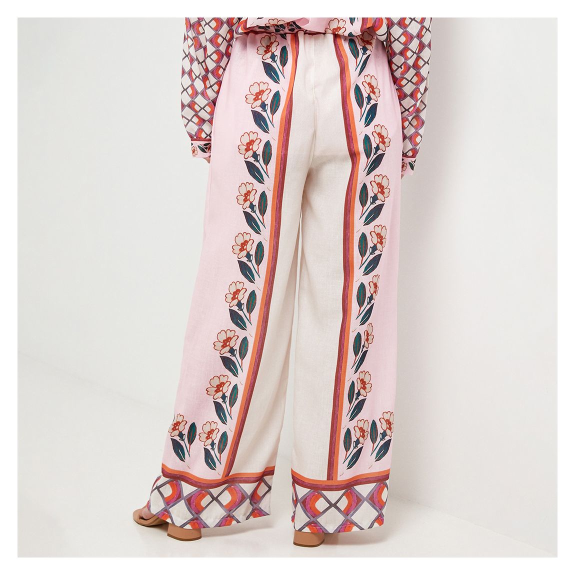 Rose Printed Linen Trousers