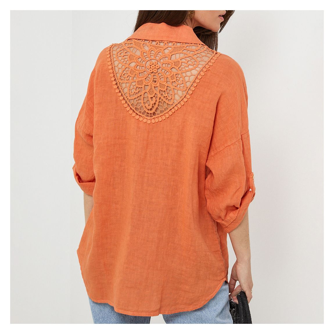 Orange Linen Blouse