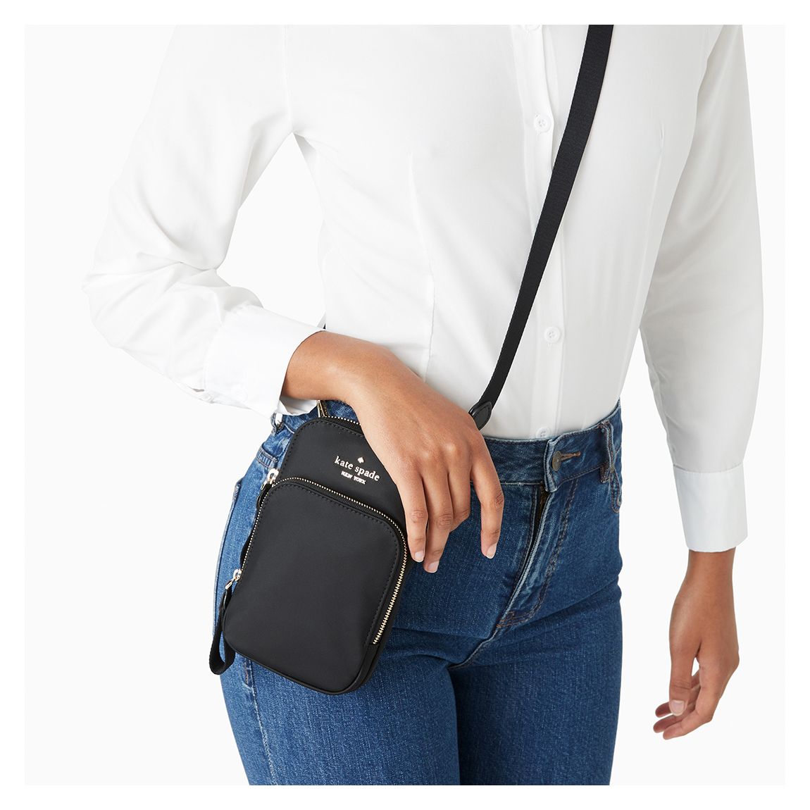 Kate Spade Black Chelsea Nylon Dual Zip Phone Crossbody