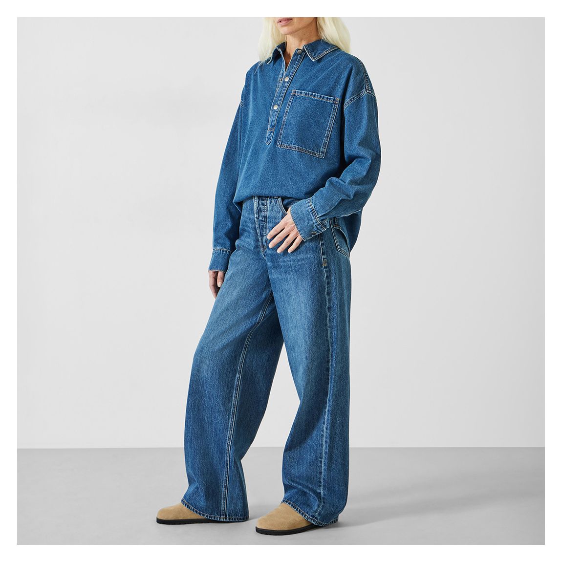 Mid Blue Katie Baggy Straight Jeans