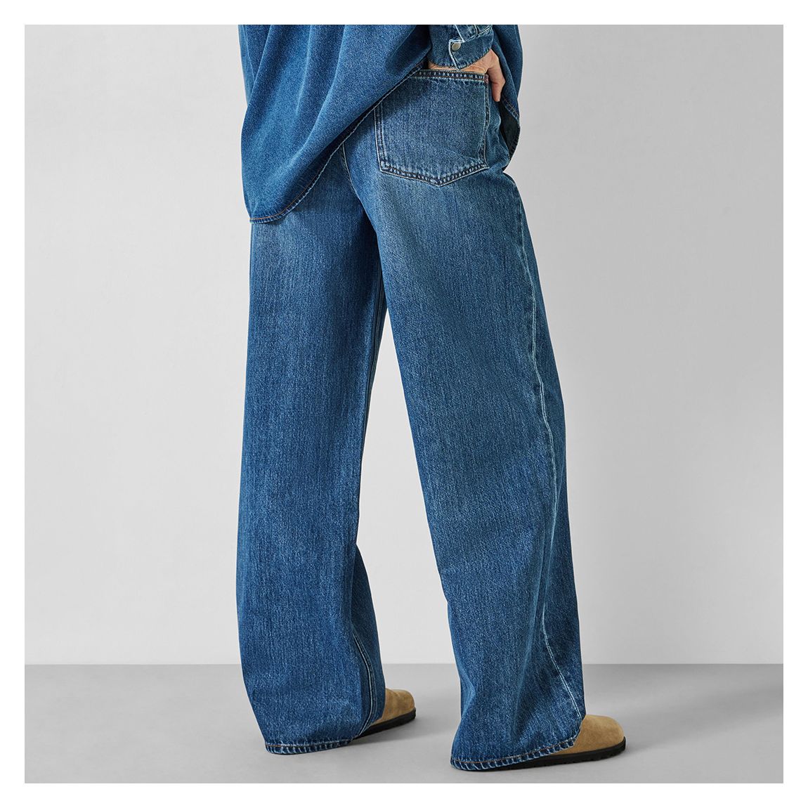 Mid Blue Katie Baggy Straight Jeans