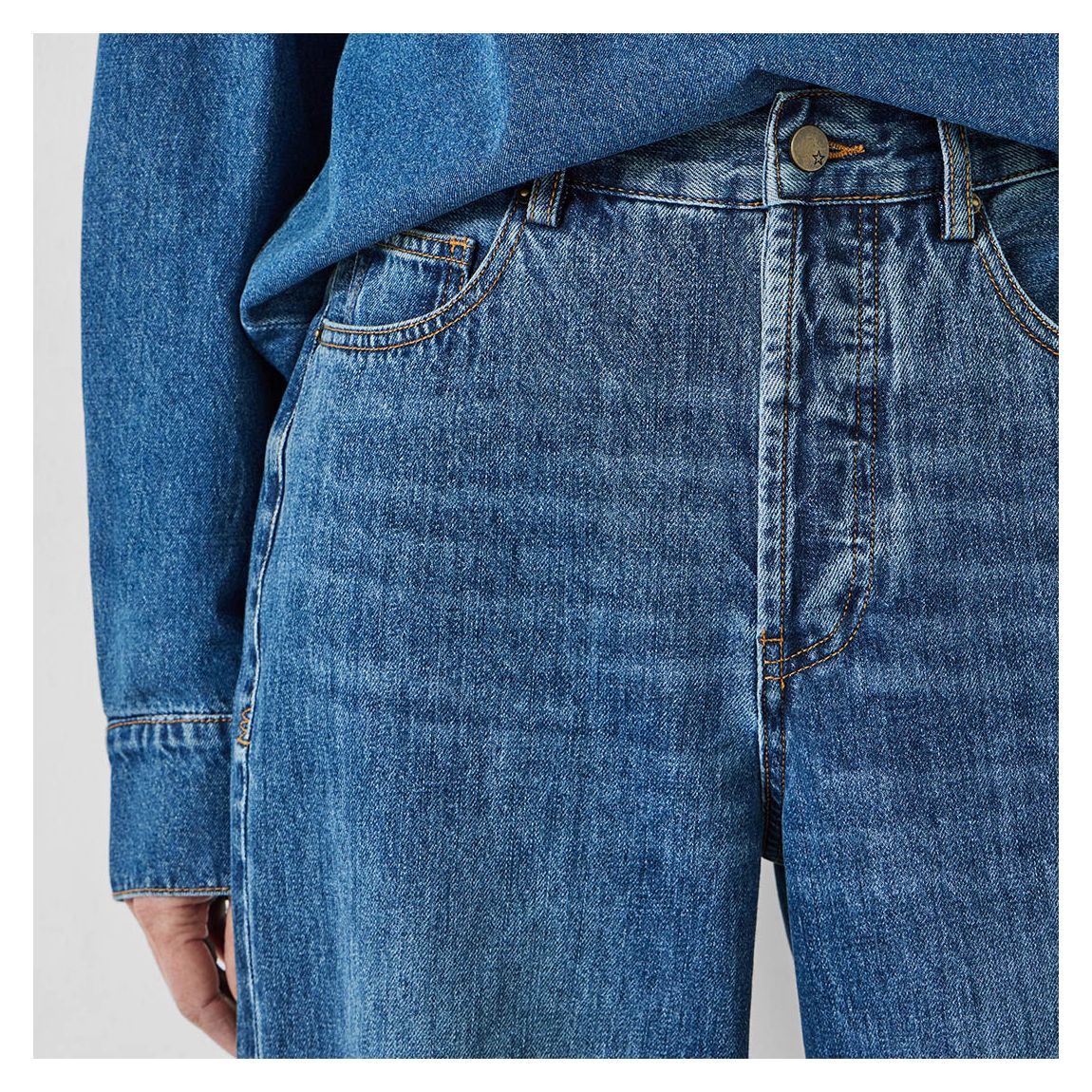 Mid Blue Katie Baggy Straight Jeans