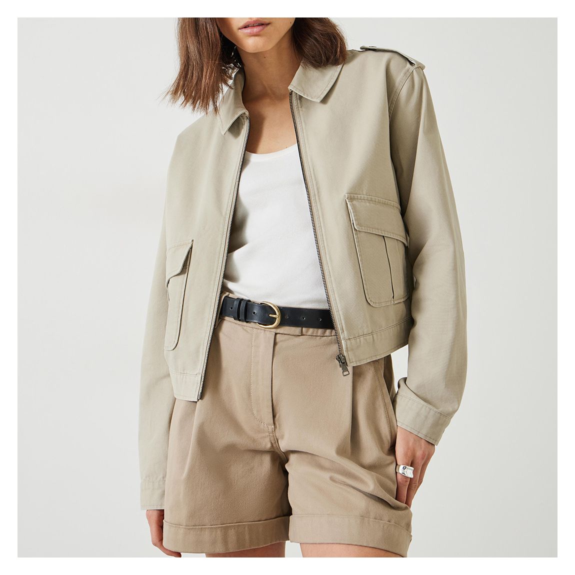 Stone Laurie Zip Up Utility Jacket