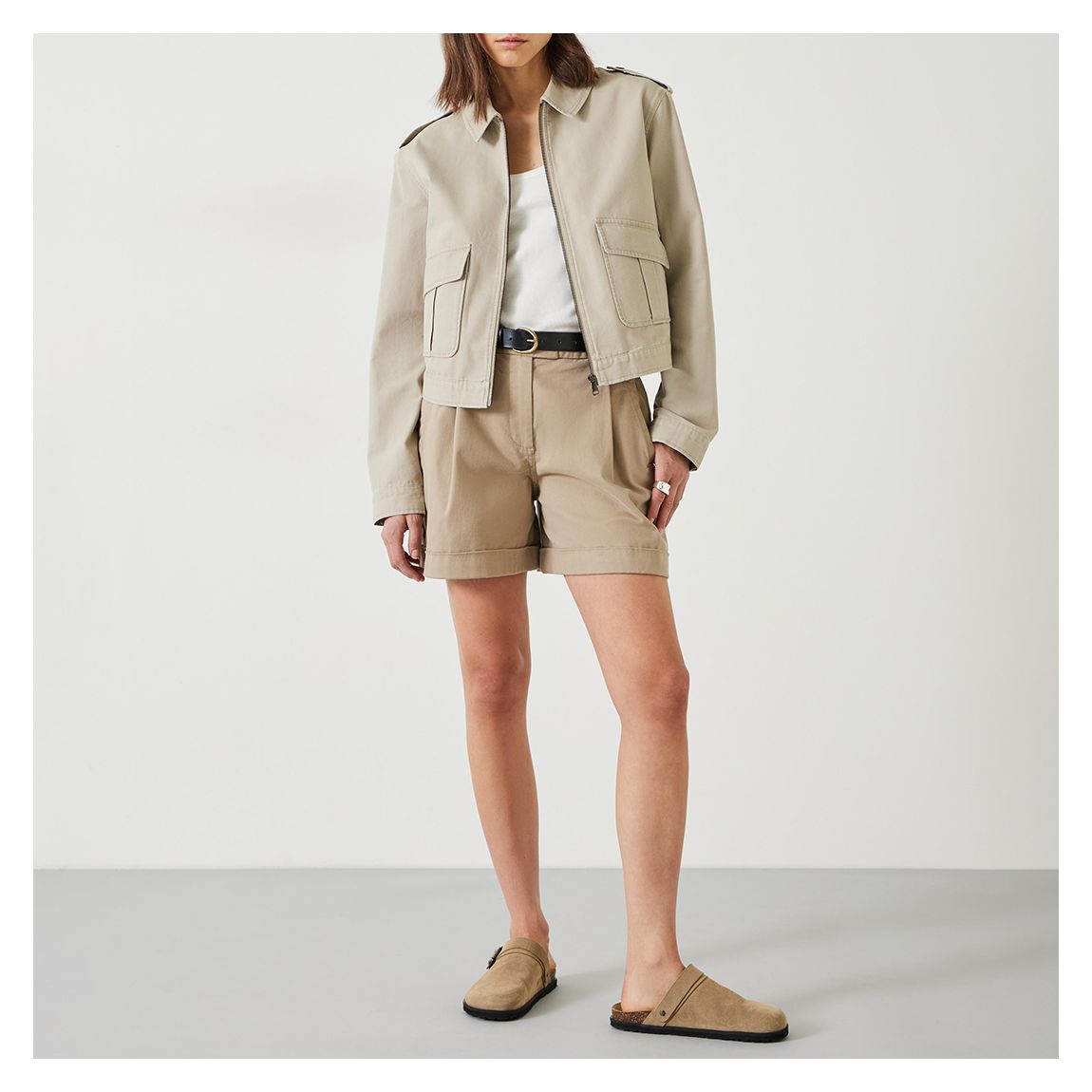 Stone Laurie Zip Up Utility Jacket