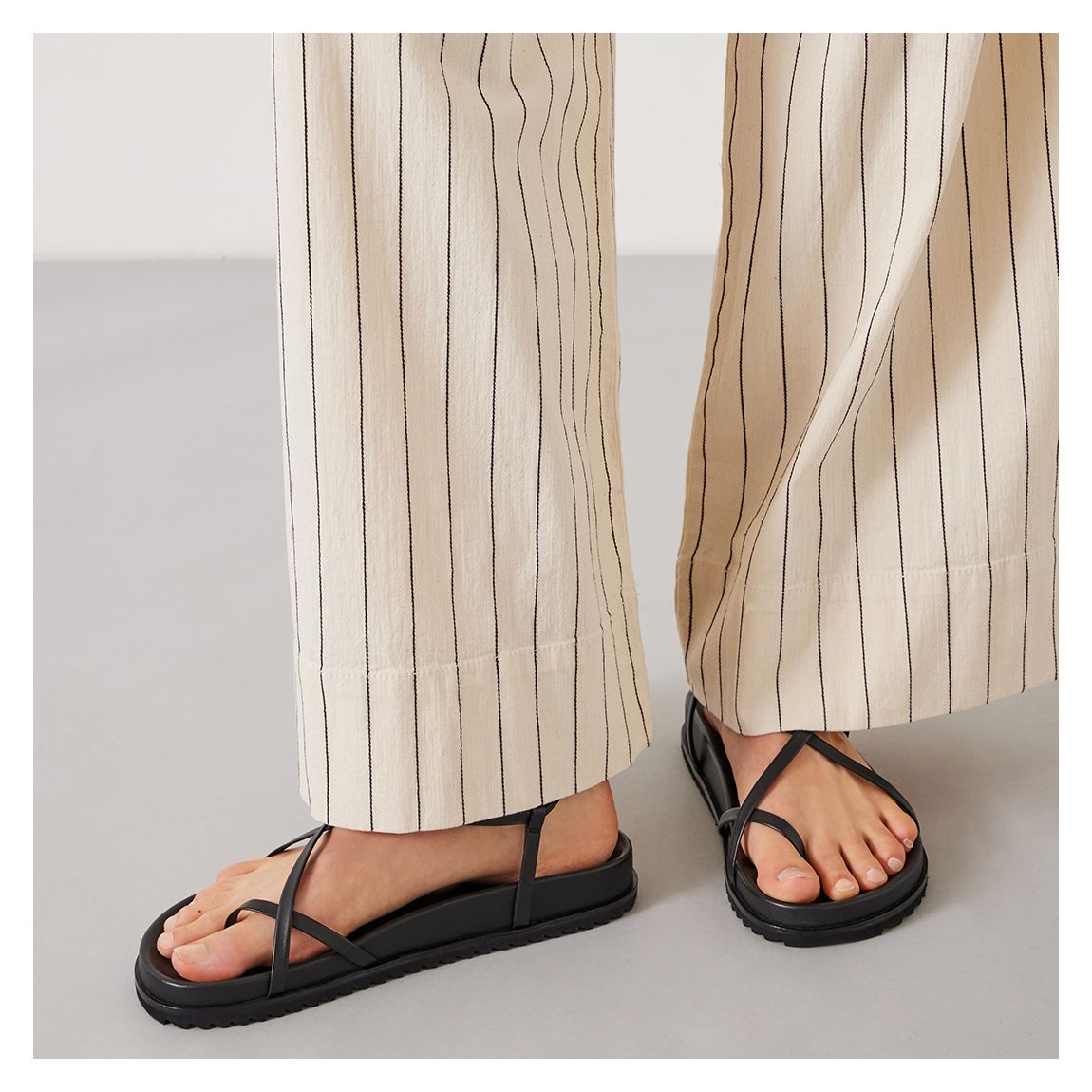 Black Thea Minimal Footbed Sandal