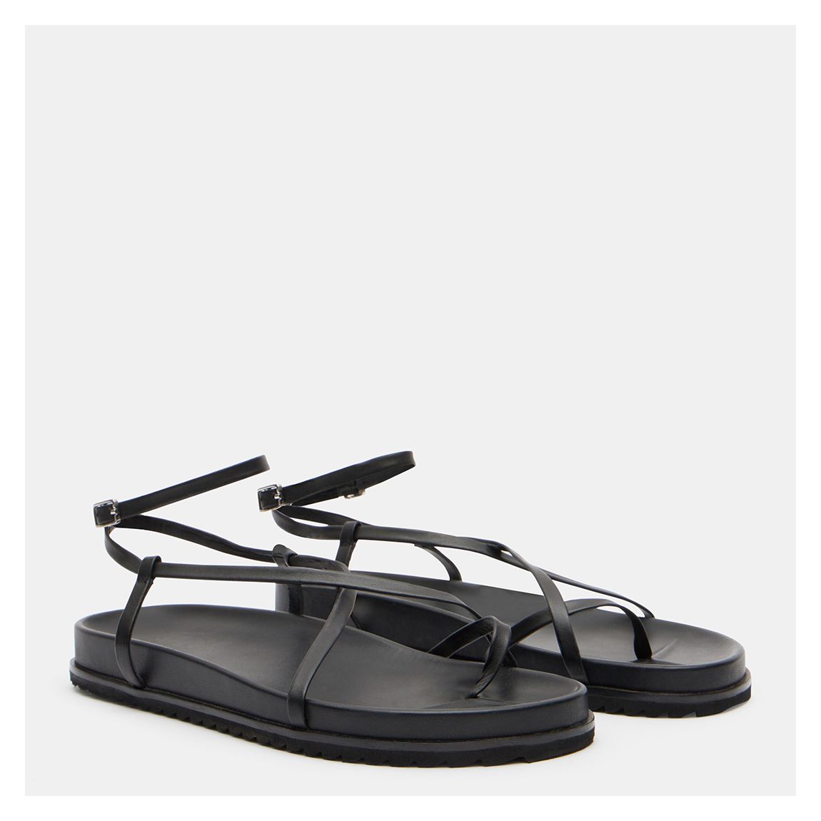 Black Thea Minimal Footbed Sandal