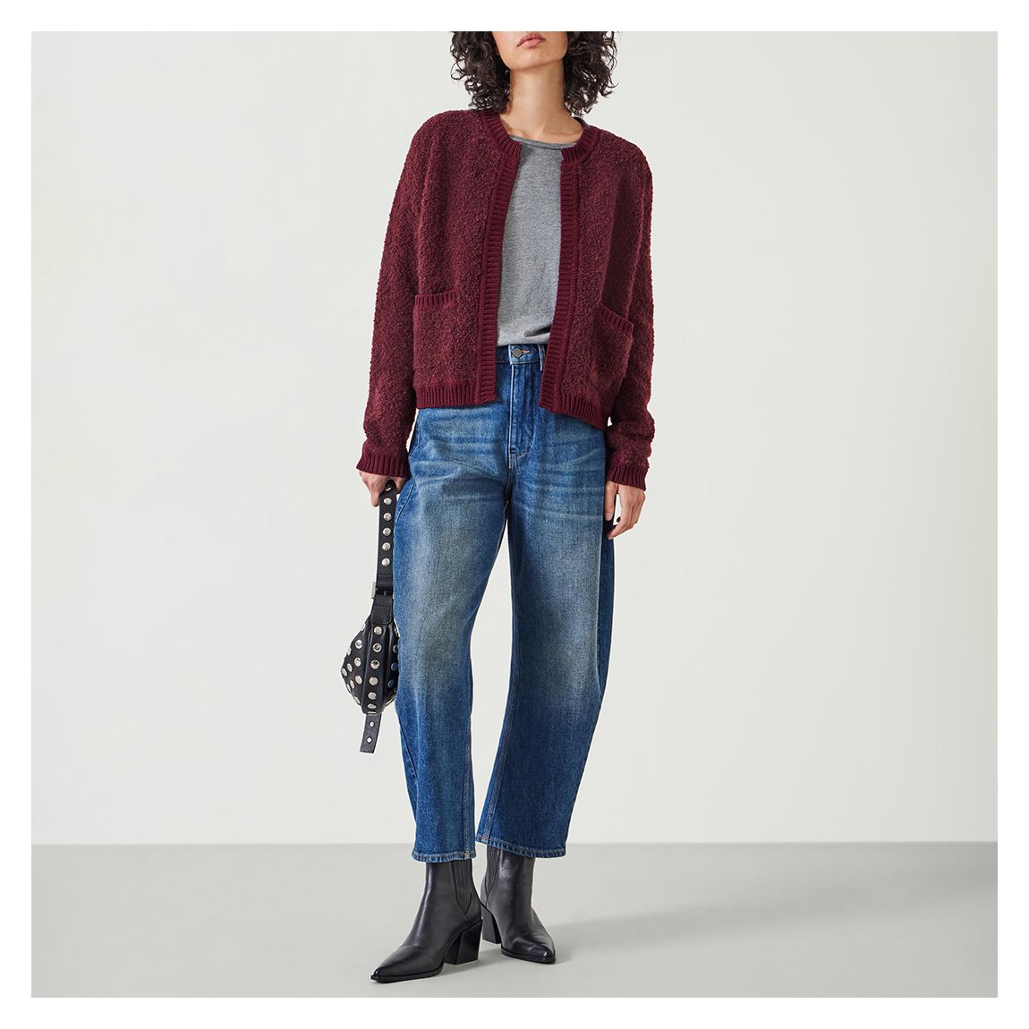 Burgundy Tai Boucle Edge to Edge Cardigan