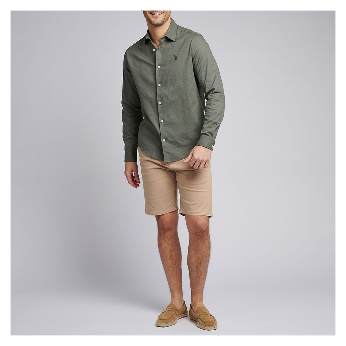 Khaki Linen Blend Shirt