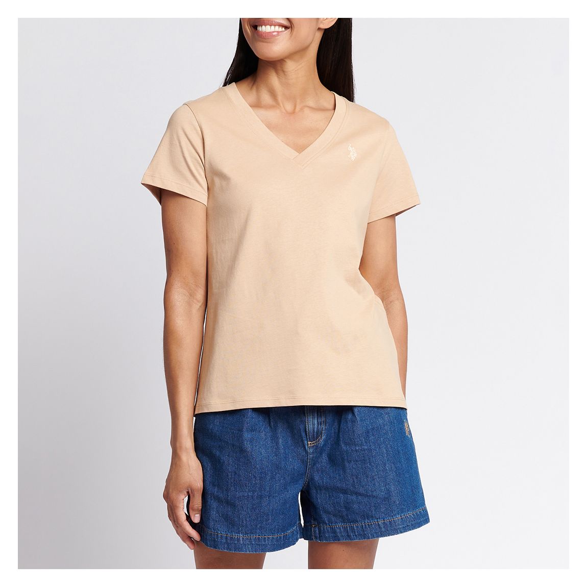 Orange Cotton V-Neck T-Shirt