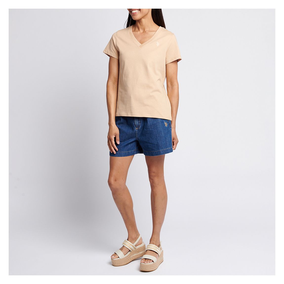 Orange Cotton V-Neck T-Shirt