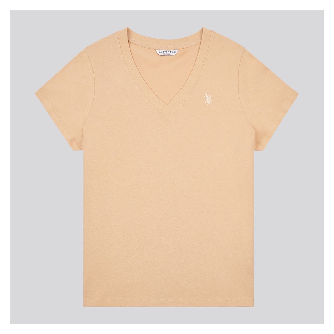 Orange Cotton V-Neck T-Shirt