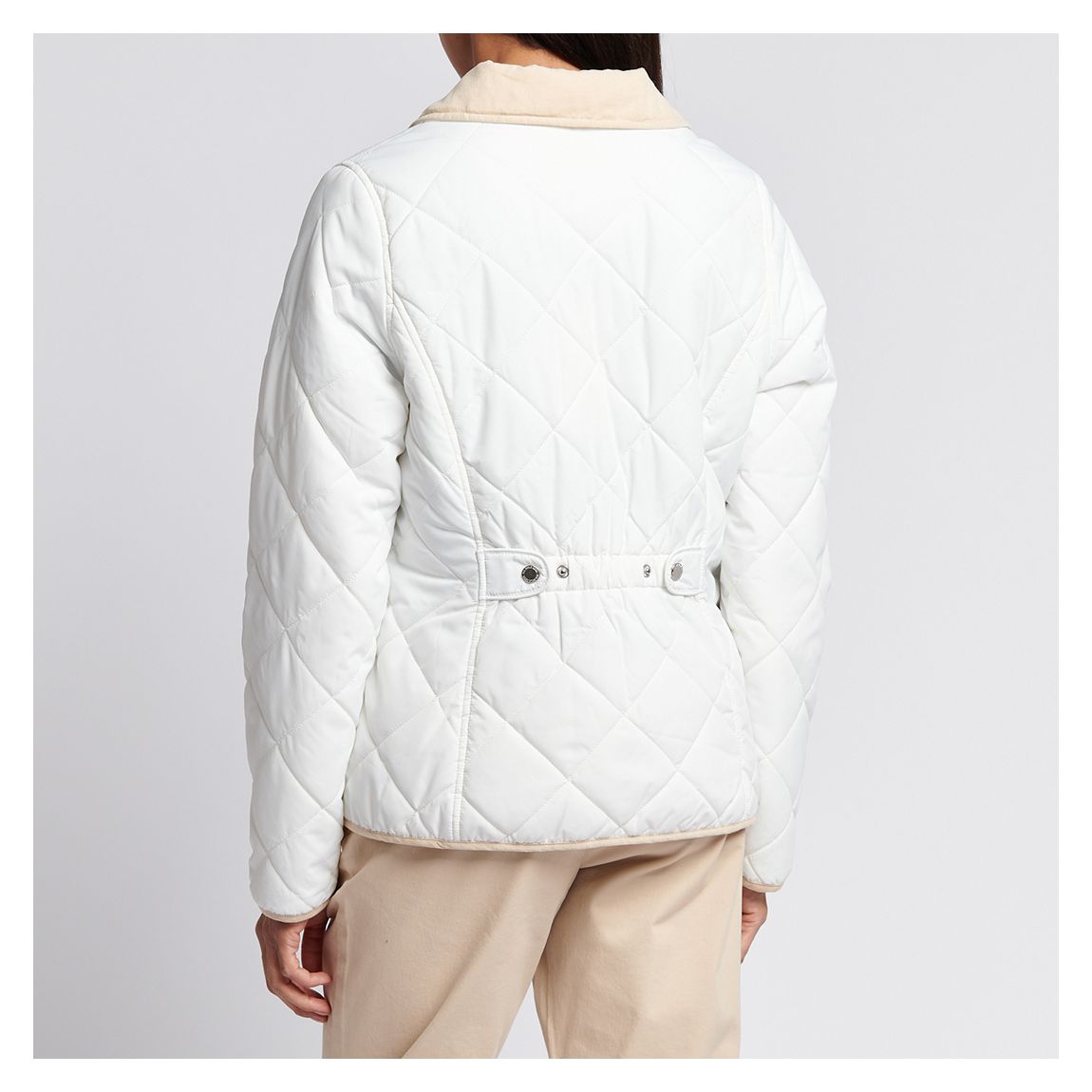 White Diamond Quilted Collared Jacket